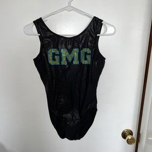 blue green rhinestone GMG black leotard - AL